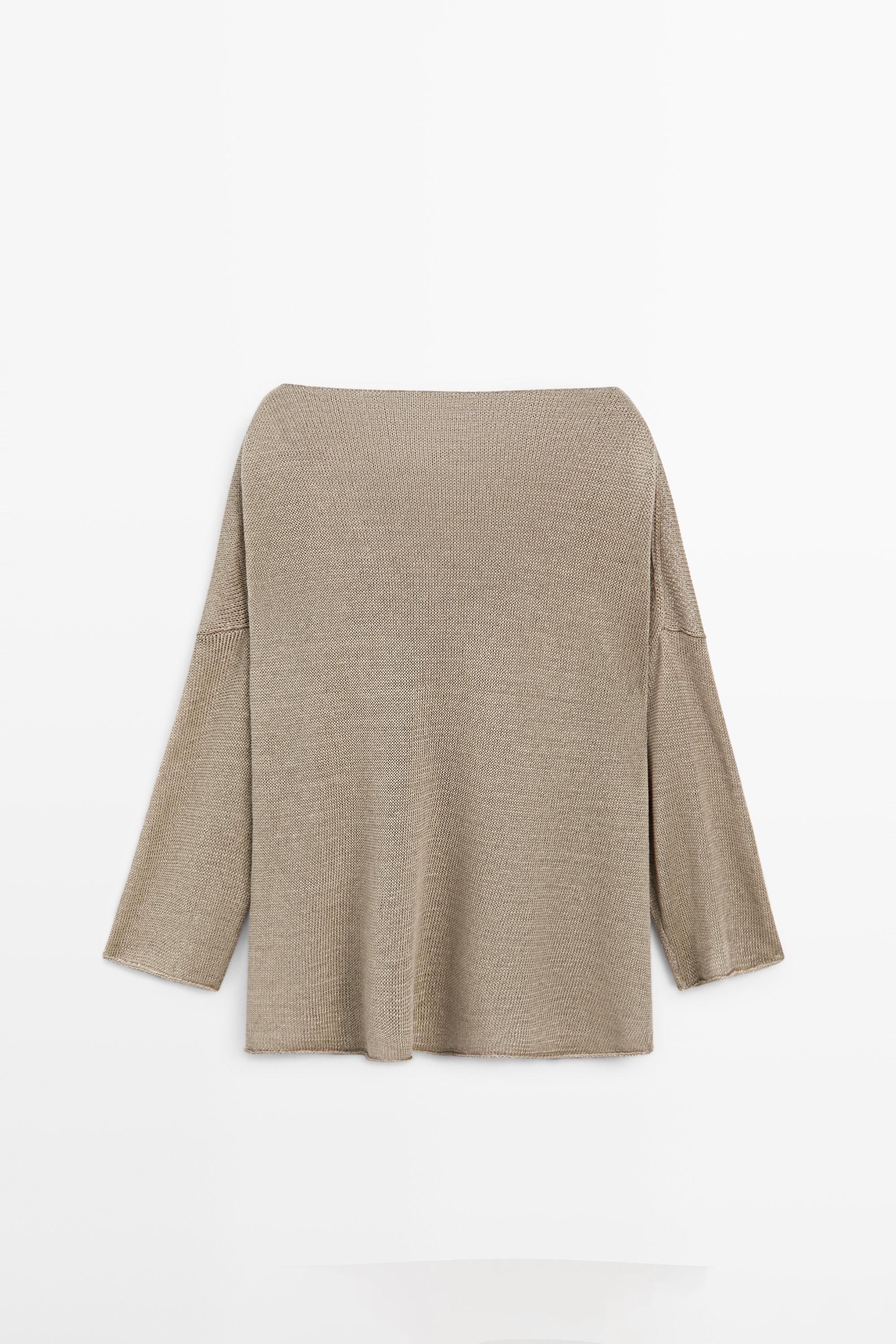 Oversize knit linen sweater with button detail